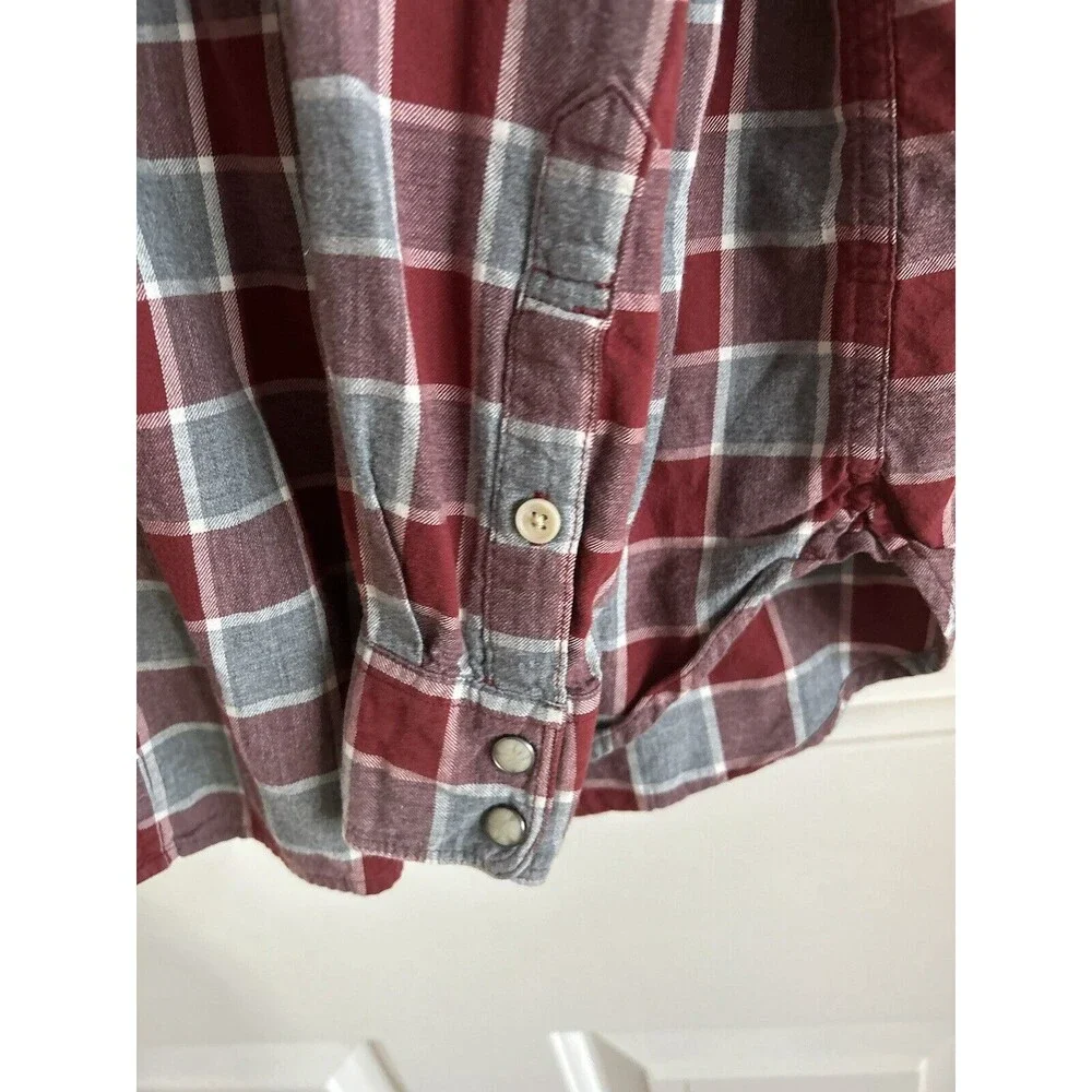 Lucky Brand Light Flannel Shirt Mens Large Plaid Button Up Pockets Pearl… - Picture 4 of 8
